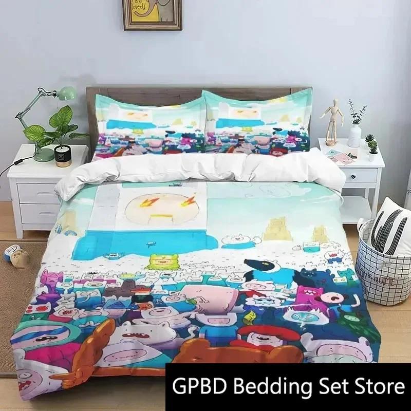 3D Print Cartoon Adventure Time Bedding Set Double Twin King Duvet Cover Comforter Pillowcase Boys Girls Adults Bedroom