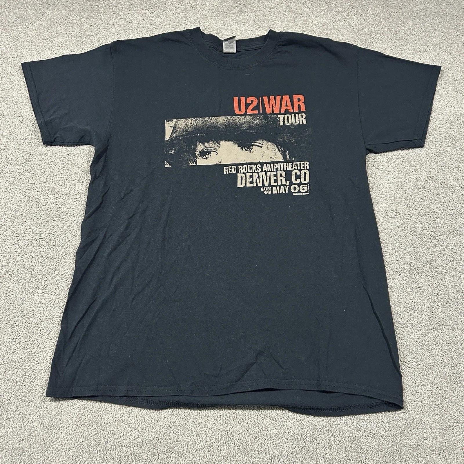 Футболка U2 Мужская L Большая Черная War Red Rocks Футболка Группы Графический Принт Концерт 3XL