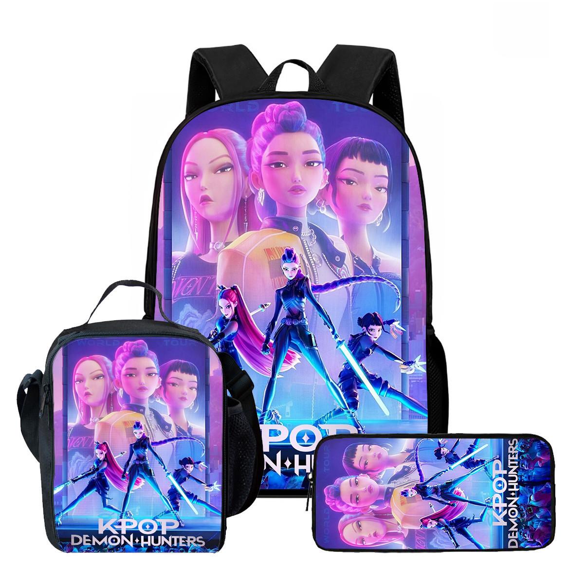 Witch Hunter School Bag Lunch Bag Pencil Bag Student Backpack Cartoon Backpack Children S Bag Three-Piece Set