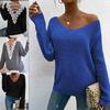 French Sweater Lace Autumn and Winter New Sexy Backless Hollow V-neck Long-sleeved Pullover Sweater for Women