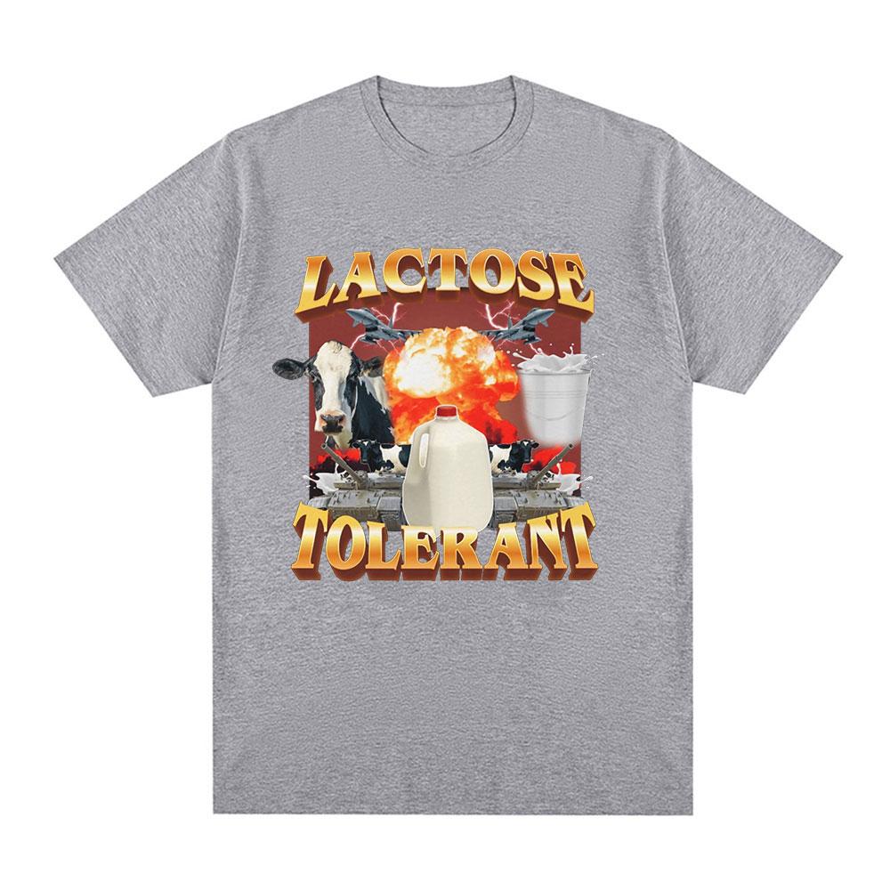 Lactose Tolerant Graphic Print T-Shirt Women Vintage Fashion Short Sleeve T-shirts 100% Cotton Casual Cozy Summer T Shirts