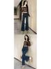 Women's Winter Plus Velvet Embroidered Straight-Leg Jeans (Nine-Point, Small Person Fit, Versatile Wide-Leg Style)