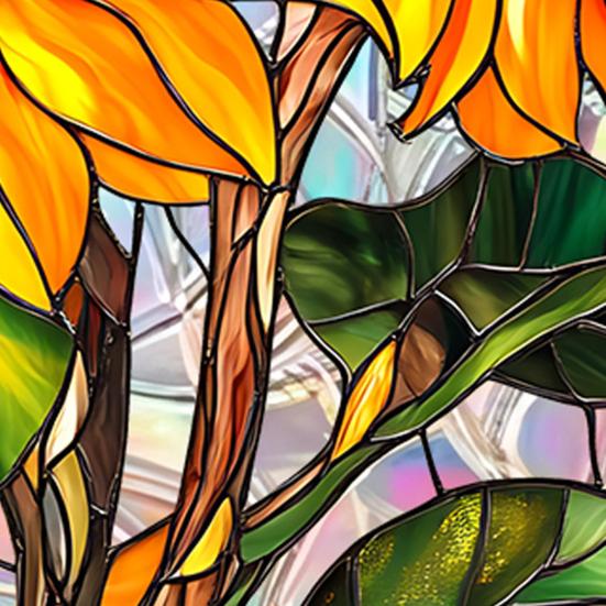Sunflower Window Decor, Shatterproof Acrylic Glass Style Hanging Ornament with Rainbow Prism Effect, Easy Install Chain Included for Doors Patio,