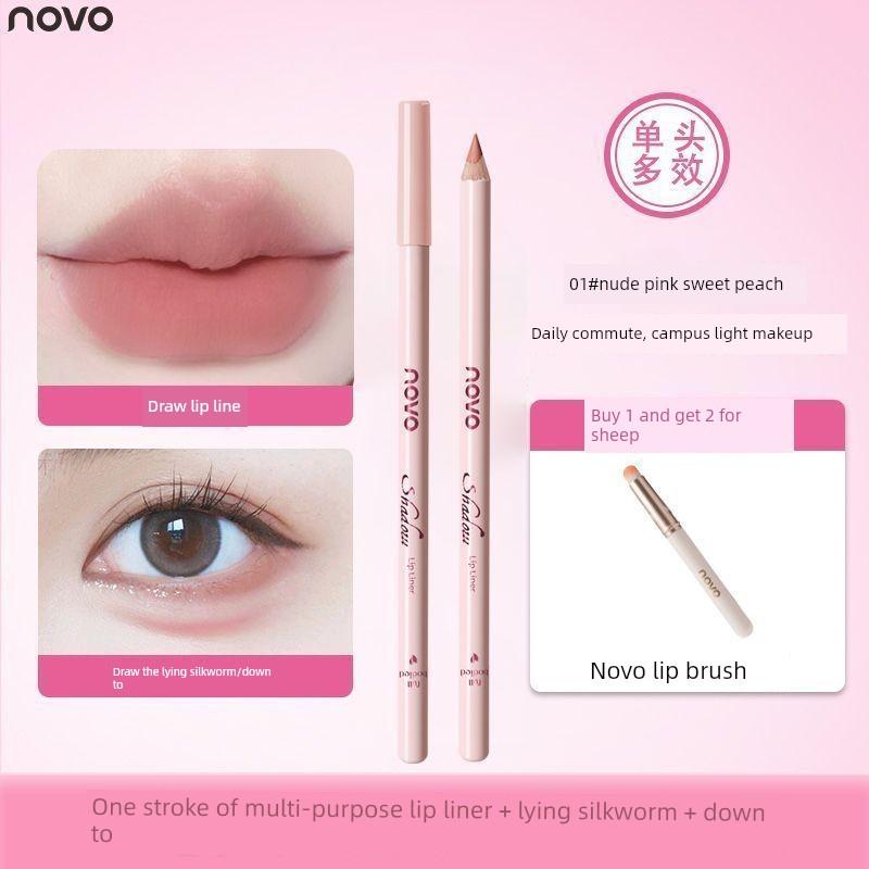 Novo New Lip Liner, Silky Smooth Lip Shaping, 3D Pouty Lips, One Stroke Lip Plumping, Soft Focus, Smooth and Gentle Pink Lip Pencil