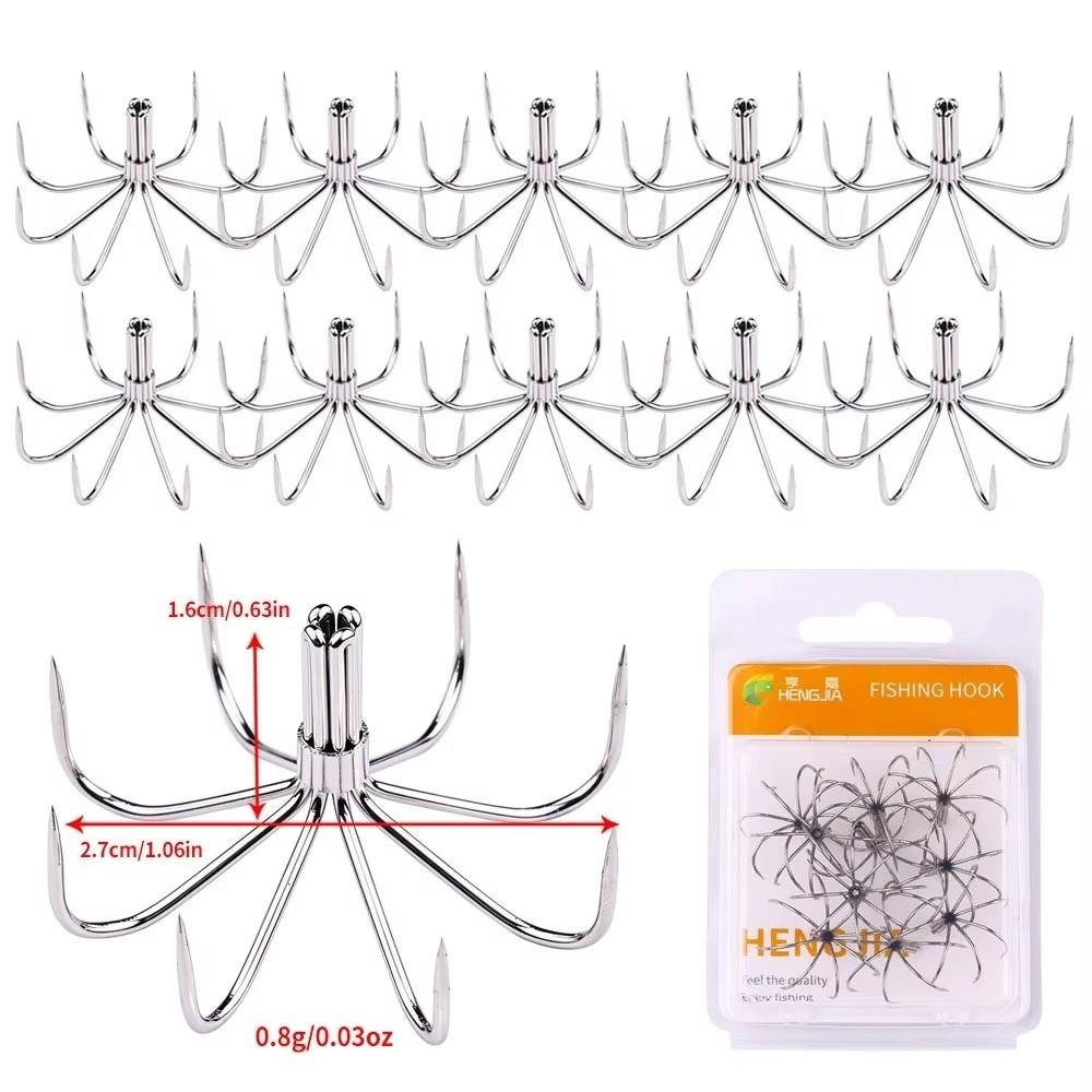 10pcs Pack Stainless Steel Squid Fishing Hooks 12 Claws Umbrella Needle Hooks  Octopus Lure Making