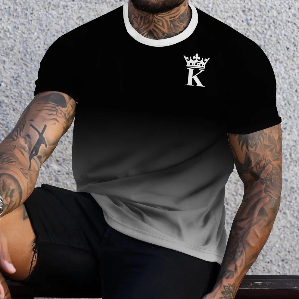 Summer striped K-pattern men s T-shirt 3D gradient XS