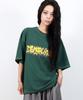 Deumakeu Text Graffiti Boxy Short Sleeve Tee- Khaki