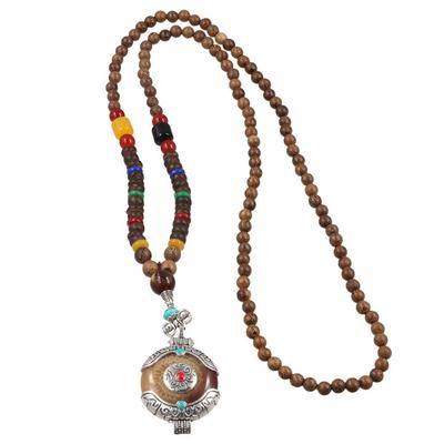 All-match Buddhist Jewelry Accessories Long Sweater Chain Wooden Bead Necklace Women Necklace