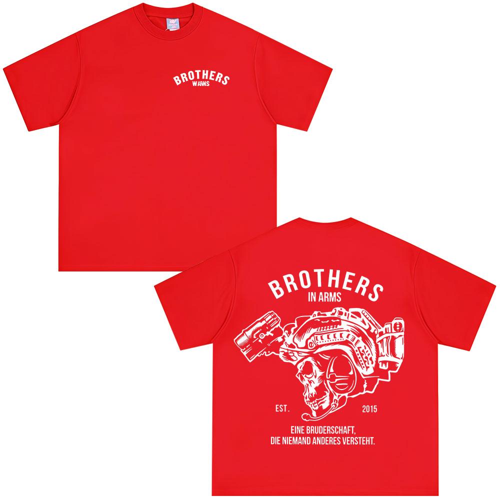 

Team Brothers in Arms Skeleton Double Sided Printed Tshirt Unisex Women Clothing Casual Cotton Oversized Short Sleeves T Shirts S