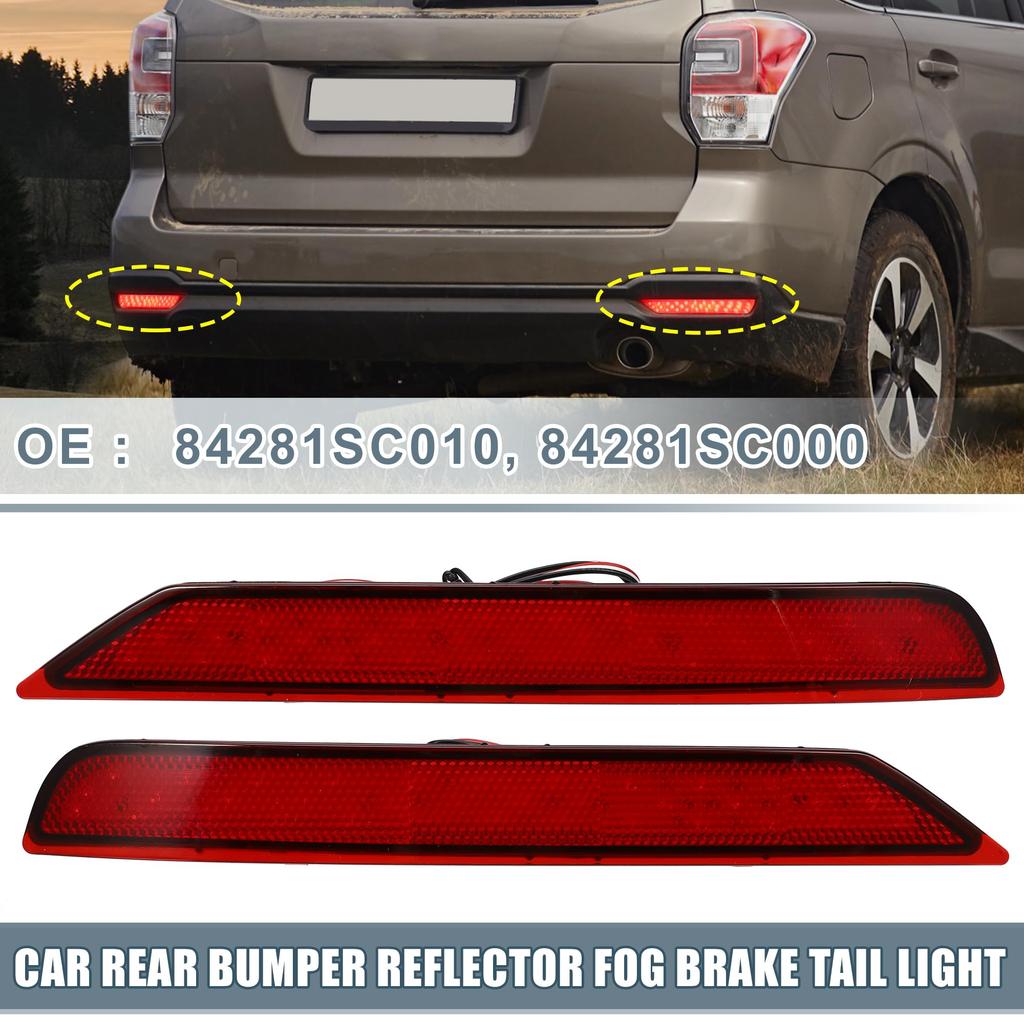 ABSOPRO Rear Bumper Fog Brake and Tail Lights Red Compatible with Suzuki Forster Red Set of 2 Reflectors, (84281SC010, 84281SC000), LEDs, (2009-2018),