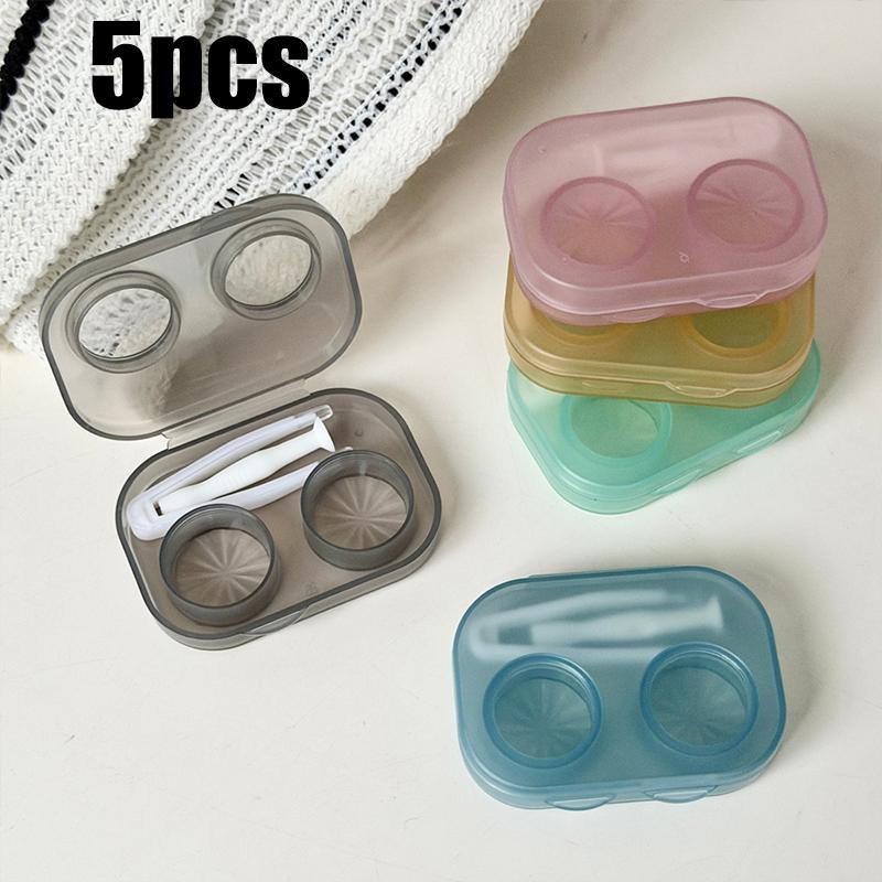 1-5pc Transparent Contact Lens Case Macaron Colors Contacts Storage Box with Tweezers Portable Beauty Pupil Travel Container