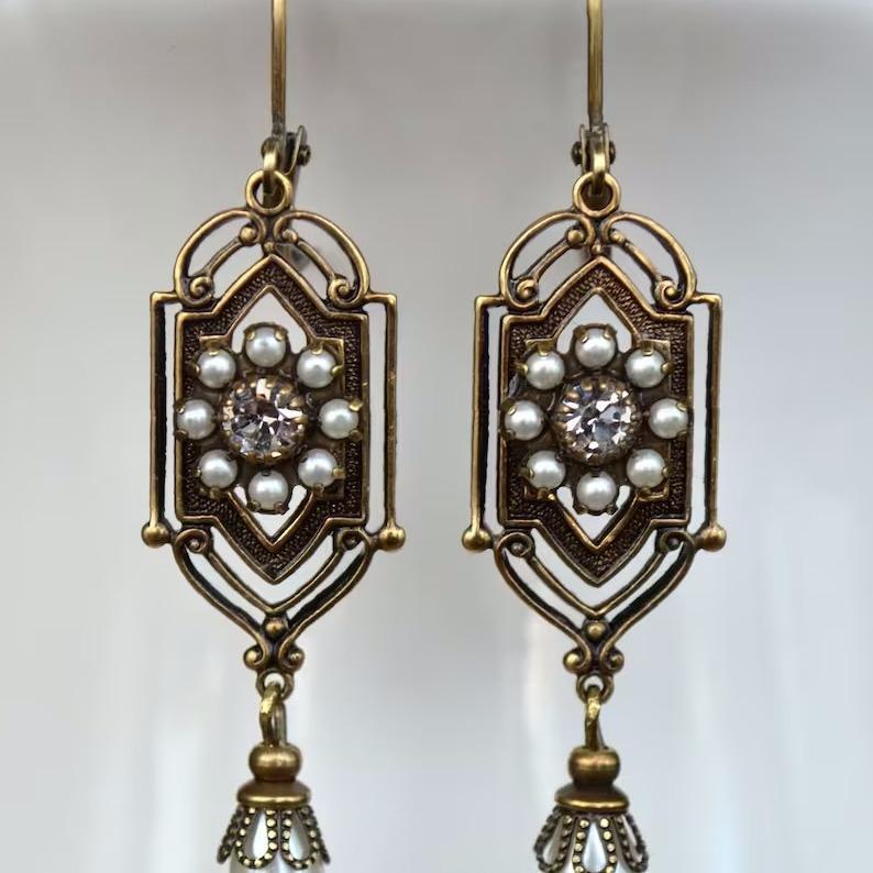 Boho Ethnic Geometric Waterdrop Stone Earrings Jewelry Gold Color Red Blue White Pearl Handmade Earrings for Women Girls Gift