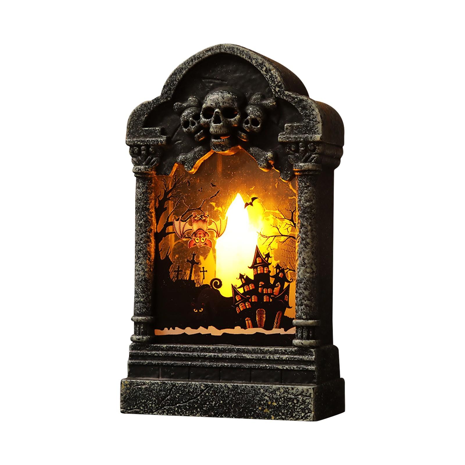 

Halloween Tombstone Wind Lamp Creative Desktop Luminous Night Light Bar Haunted House Room Scene Atmosphere Lamp One Size