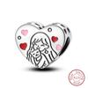I Love My Pets Charms Beads 925 Silver Heart Shaped Pink Zircon Claws Pendants Fit Bracelets Fine DIY Birthday Jewelry