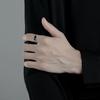 925 Sterling Silver Rings for Women Men Couple Minimalist Handmade Simple Black Stone Ring Party Jewelry Gift Prevent Allergy