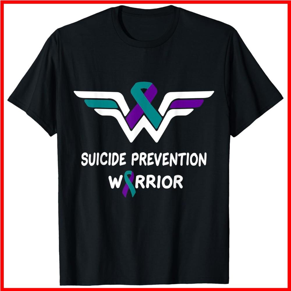 Suicide Prevention Awareness Warrior Purple & Teal Ribbon Black Cotton T-Shirt Unisex T-Shirt XXXL
