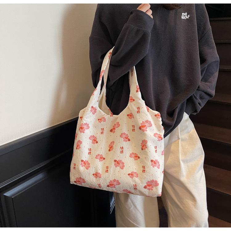 Lazy Wind Large Capacity Armpit Bag Women's Bag New Small Fresh Flower Tote Bag Fashionable Shoulder Bag