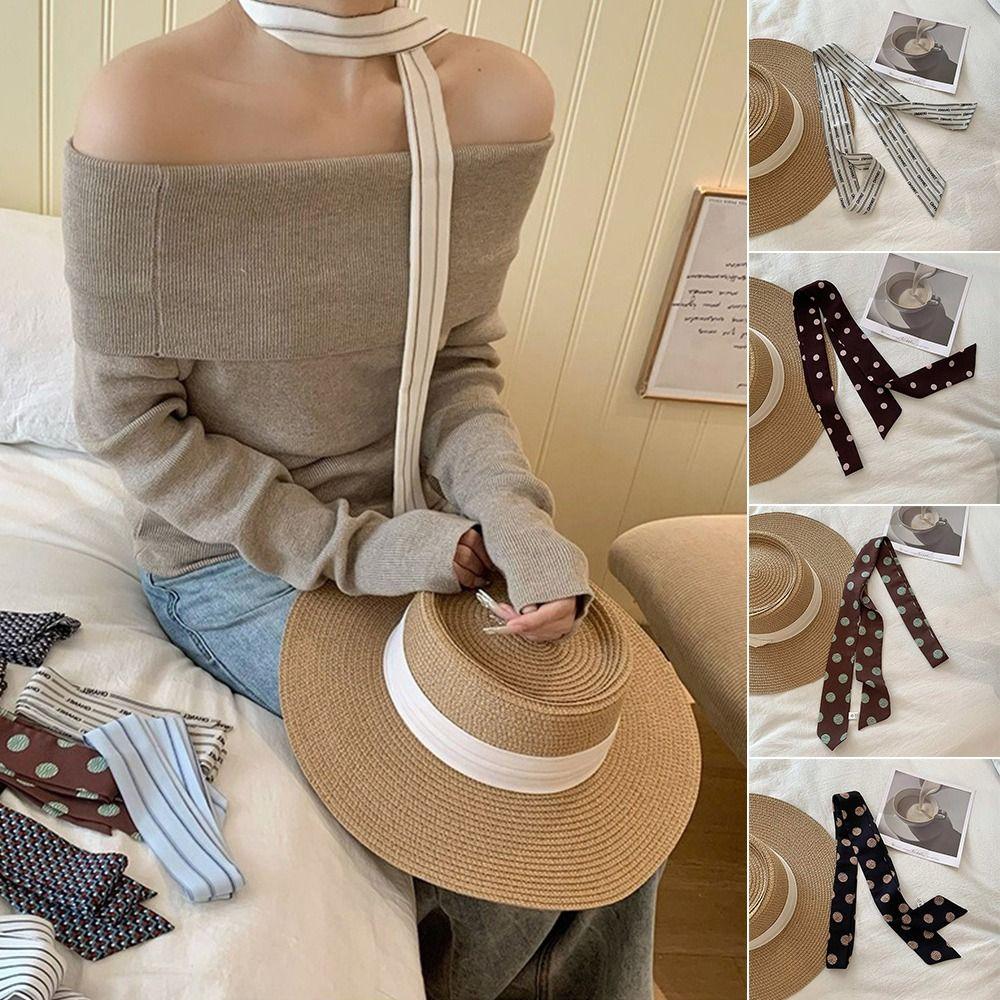 Korean Long Silk Scarf Summer Hair Band Fashion Bags Handle Decor For Women