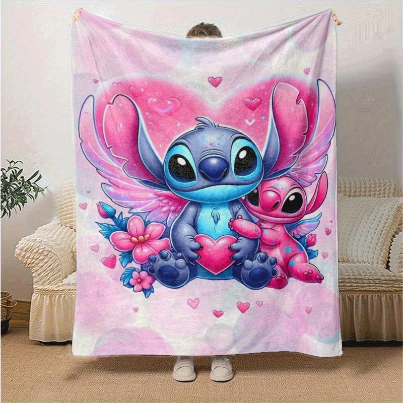 1pc Cute Stitch Printing Blanket - Soft, All-Season Throw for Living Room, Bedroom,Personalized Gift with Adorable Cartoon Design