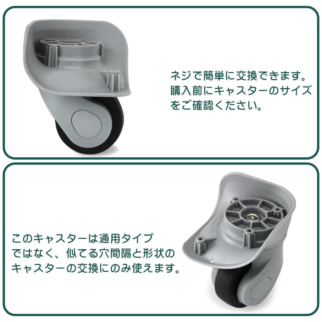 Replacement Suitcase Casters, Perfect for Tire Replacement and Repair, Quiet, 360-Degree Rotation, Easy Assembly, Set of 2 Small, Gray