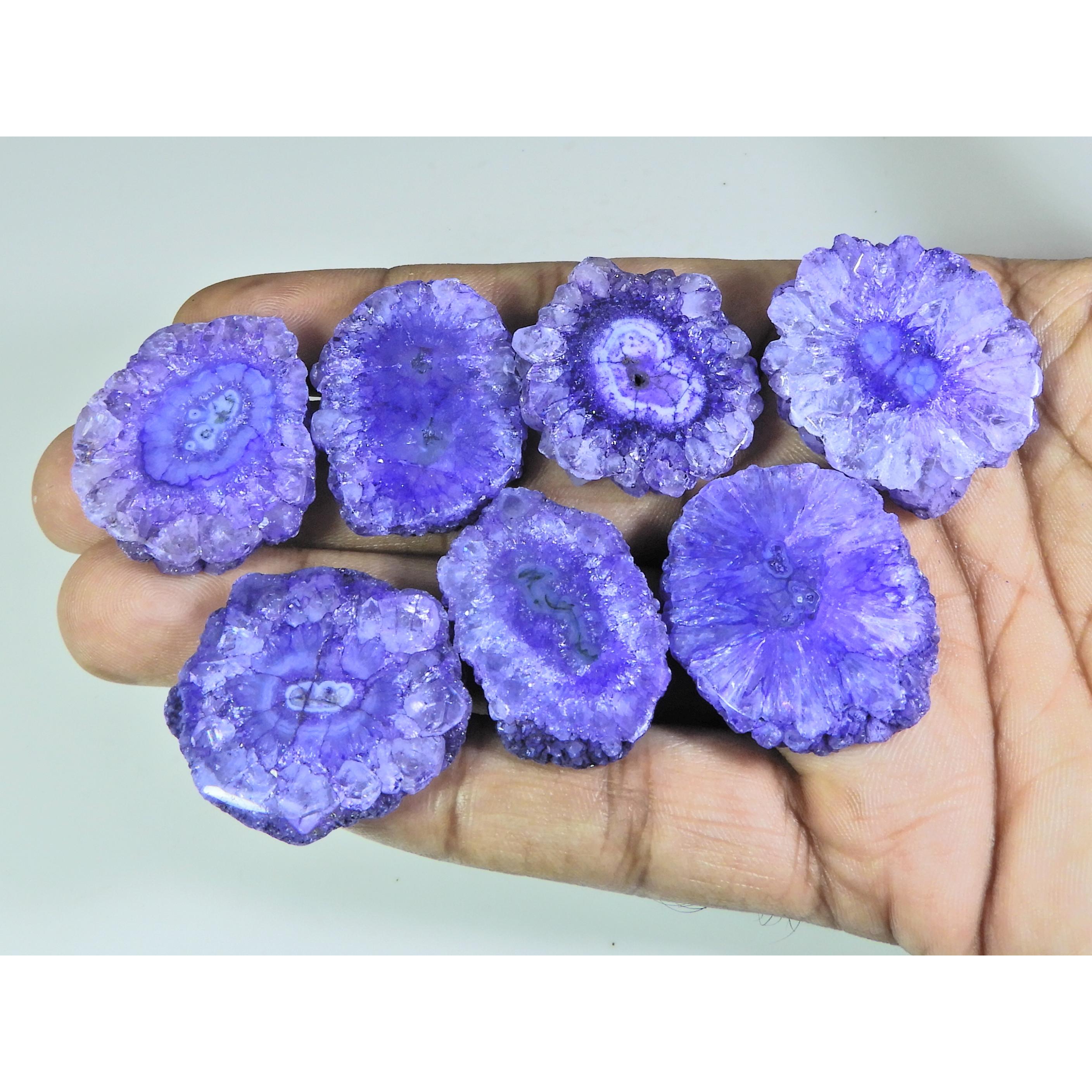 

365Cts. Dyed Solar Druzy Agate Mix Shape Cabochon Loose Gemstone 07 Pcs Lot A-695