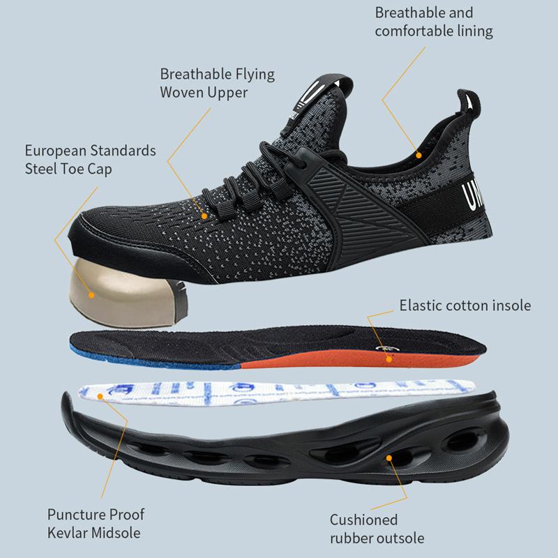 Lekkie Buty Bezpieczeństwa Męskie Antyuderzeniowe Antyprzebiciowe Buty Robocze Oddychające z Stalowym Podnoskiem Bezpieczeństwo Ochrona Buty Sportowe Bezpieczeństwa Męskie
