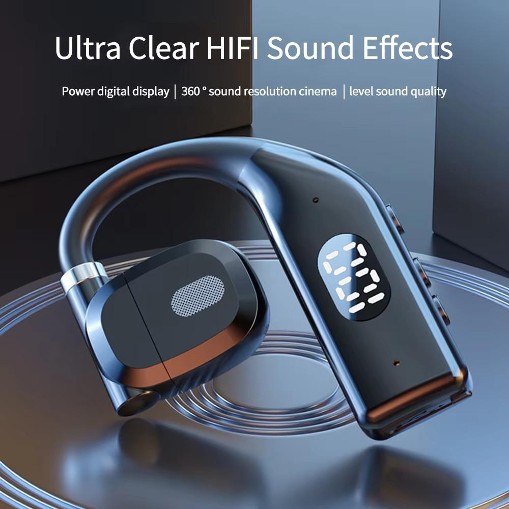 LED Single Earphones Long Standby Business Headphones Waterproof Mono Headset Outdoor Call Bluetooth5.3 Wireless Earbuds