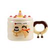 Cute Cartoon Cat Birthday Cake Mug with Lid Souvenir Gift Water Cup Puppy Ceramic Cup Coffee Cup