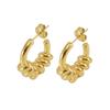 Stainless Steel Spiral Round Earrings for Women, 18K Gold-Tone Titanium Fashion Style
