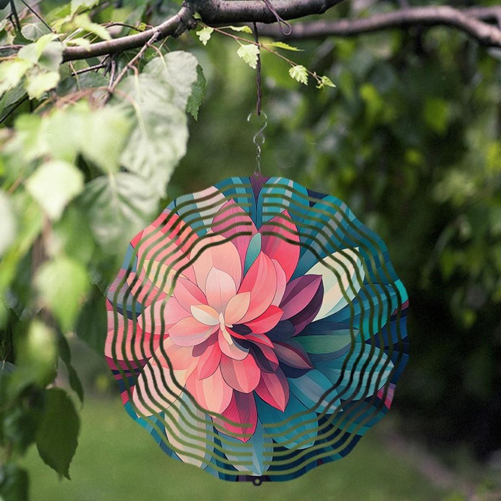 Vibrant Lotus Flower Wind Chime with 360 Rotation Colorful Metal Art Decor for Garden Balcony All Seasons Gift No Battery Needed