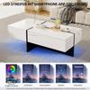 Living Room Table, LED Coffee Table with Storage, High-Gloss Coffee Table with Drawers, Modern Coffee Table