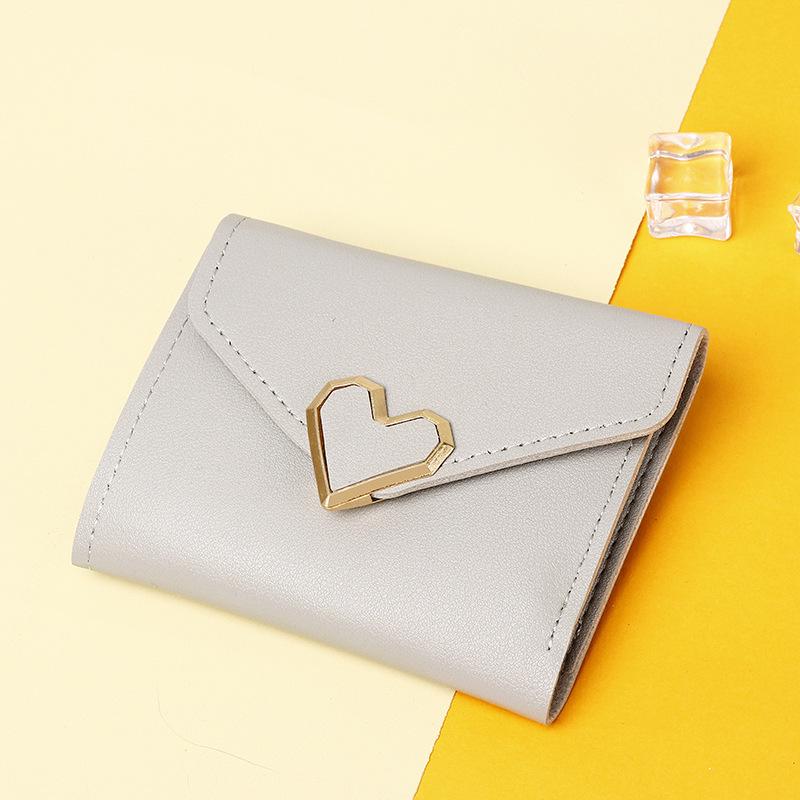 2025 Women's Tri-Fold Heart Coin Purse & Card Holder - Fashionable Mini Wallet for Students