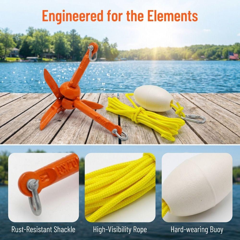 Portable Folding Anchor Kit Aluminum Zinc Zinc Alloy Folding Boat Anchor SUP Paddle Board