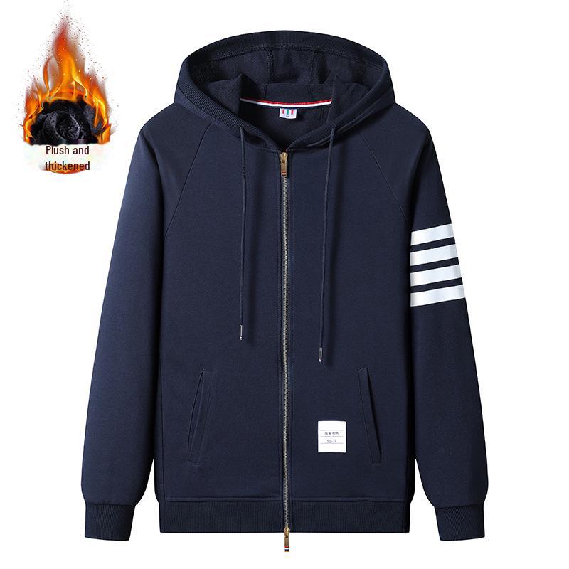 THOM BRIELLE Plus Velvet Four-Bar Sweater: Thick, Warm, Trendy Casual Jacket