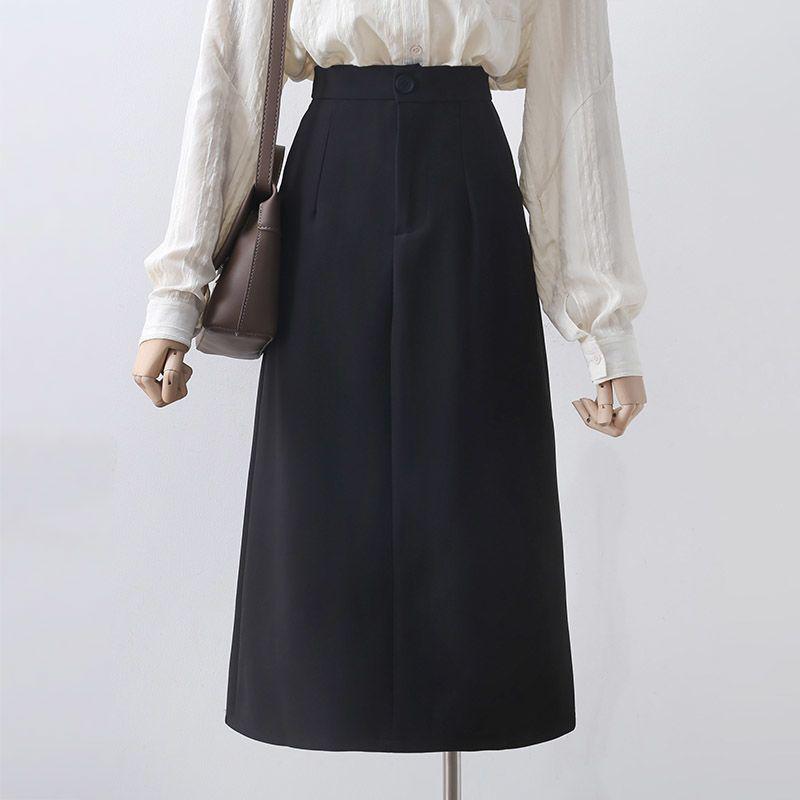 Gray Professional High-Waisted Slimming Suit Skirt for Spring/Summer S