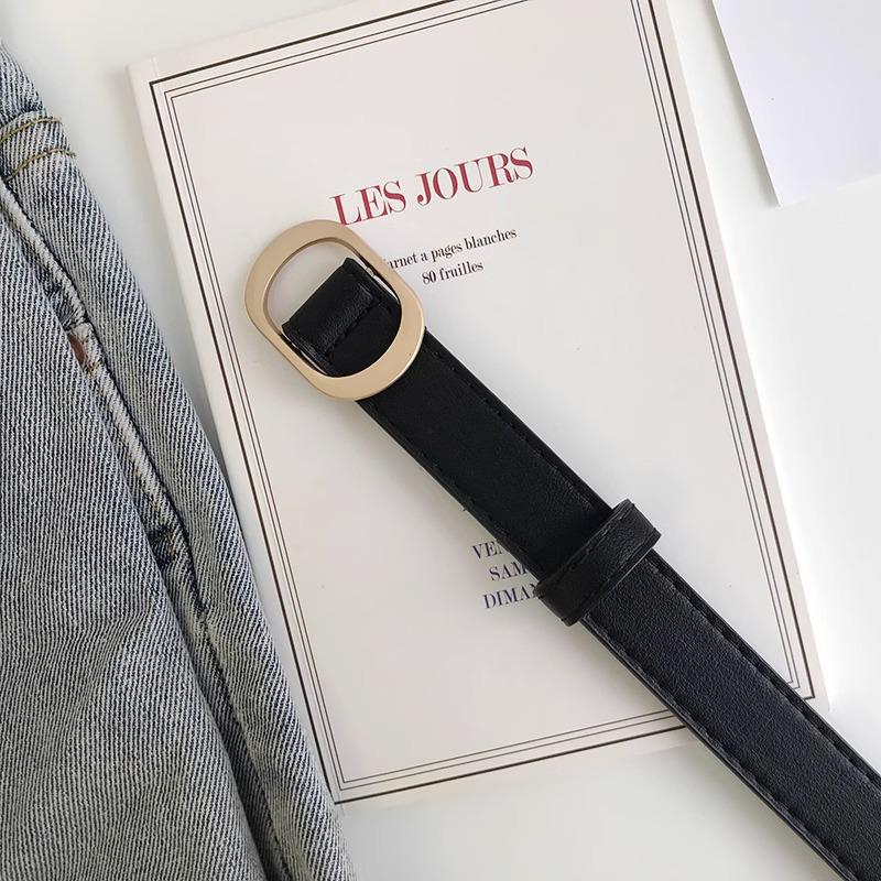 Women's American Retro Summer Black Leather Belt | Simple, Versatile, Trendy, Holeless Design