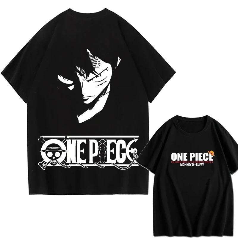 ONE PIECE Zoro Luffy Gear 5 Printed Loose Short-sleeved Cotton T-shirt Summer Tide Pure Cotton Unisex Parent-child Clothing