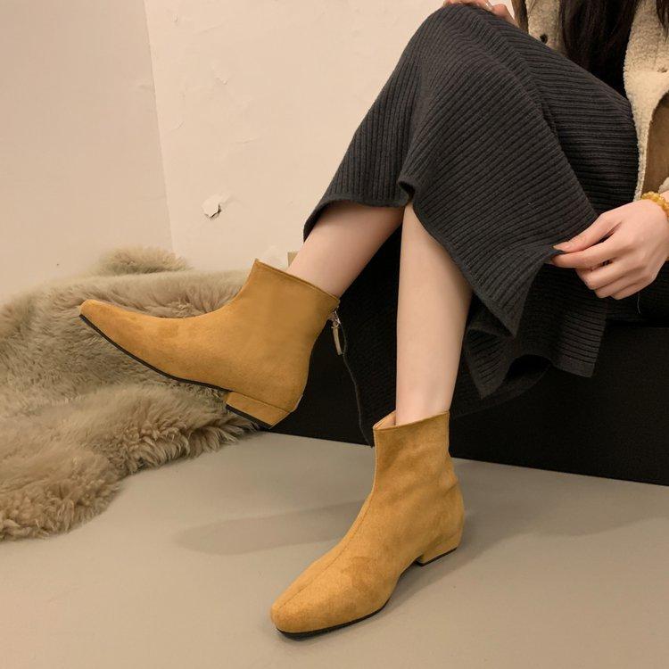Herfstwandeling~ Koreaanse versie ins kleine korte laarsjes veelzijdige matte westernlaarzen vierkante neus innerlijke verhoging enkellaarsjes dames nieuwe wintermodellen
