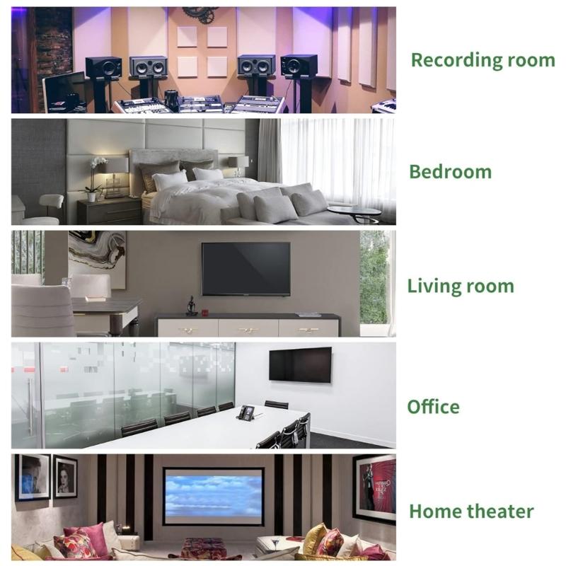 Set of 12 Acoustics Foam Wall Tiles Rectangular Foam Panel Polyester Fiber Wall Panels for Quiet Study Spaces Libraries