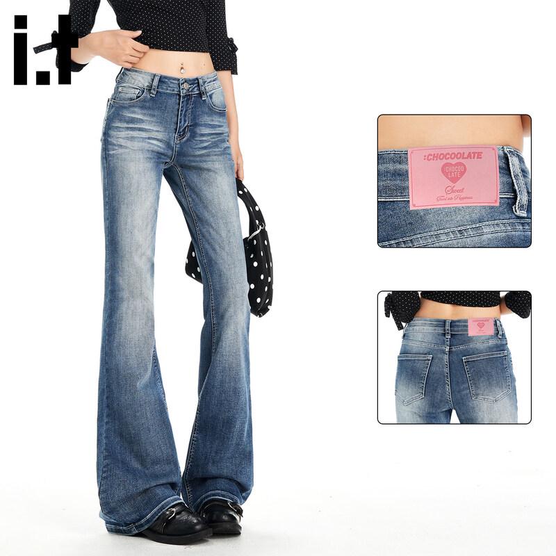 

Женские джинсы CHOCOOLATEit, потертые, узкие, расклешенные S