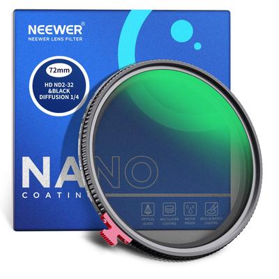NEEWER 72mm Czarny Rozproszony Efekt Zmienny Filtr ND HD Neutralnej Gęstości dla Marzycielskiego Kinowego Bez Filtra 1/4", Filtr 2-w-1 ND2-ND32, Efekty,