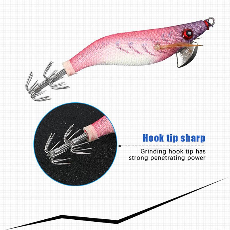 1/5Pcs Fishing Lures Wrapped Prawn Lure Octopus Shrimp Wood Baits Squid Jig Fishing Hooks For Saltwater Freshwater Fishing