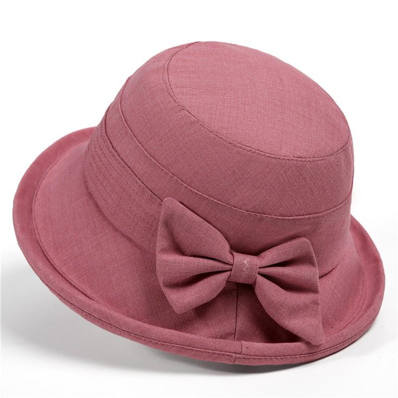Womens Sun Hat Seniors - Wide Brim Foldable Cotton Blend UV Protection Bucket In Purple Blue Khaki Pink