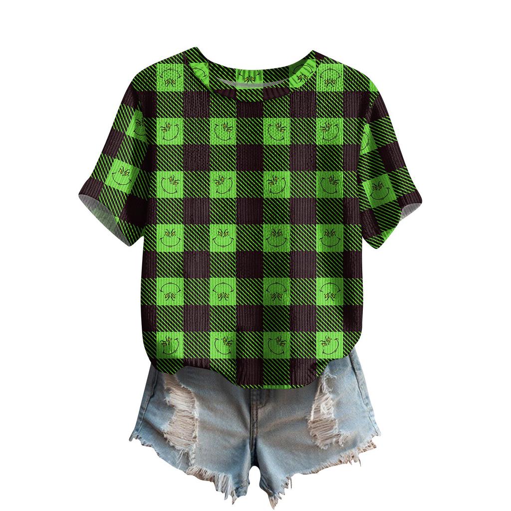 Women's Cute Sweater Knitted Fashion Casual Round-neck Short-sleeved  Cozy Print Top