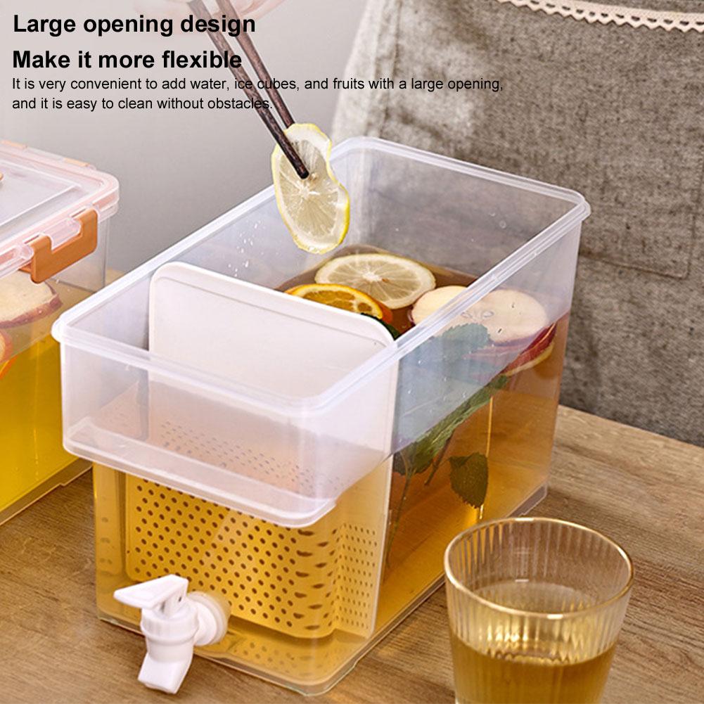3.5L Beverage Liquid Drink Container Fridge Cold Water Pitcher with Spigot Cold Kettle Dispenser for Fruit Juice Cocktails
