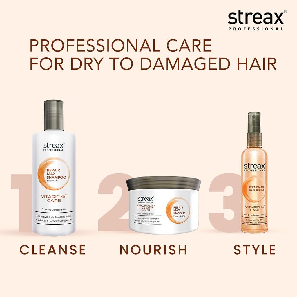 Streax Professional Vitariche Care Repair Max Hair Mask 200gm for Damaged Dry Hair Men Women