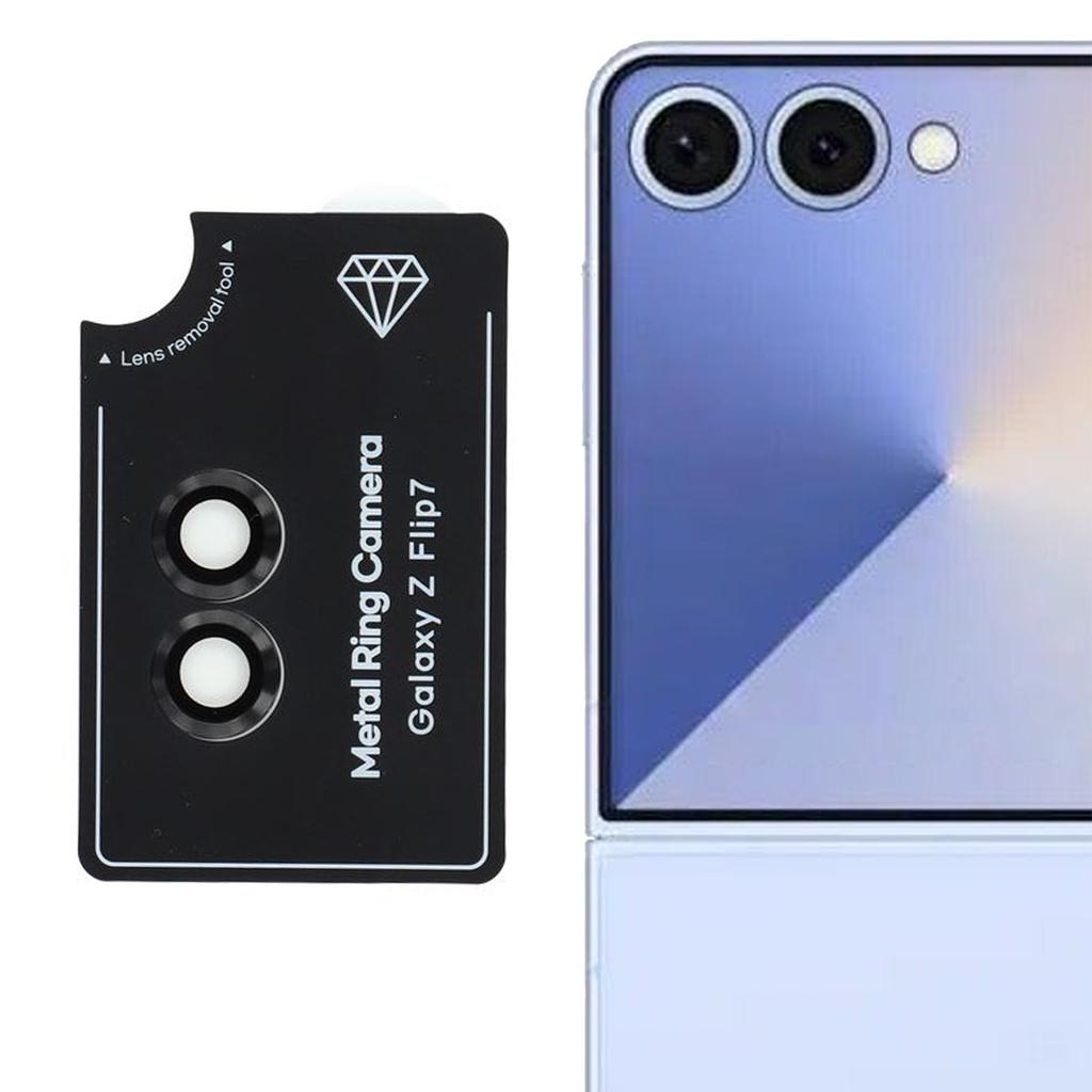 For Samsung Galaxy Z Flip7 5G Camera Lens Protector Set Electroplating Metal+Tempered Glass Individual Lens Film