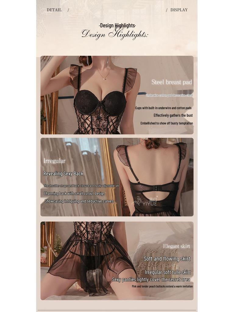 Yiyue Sexy Lace Corset Lingerie Nightdress 1075