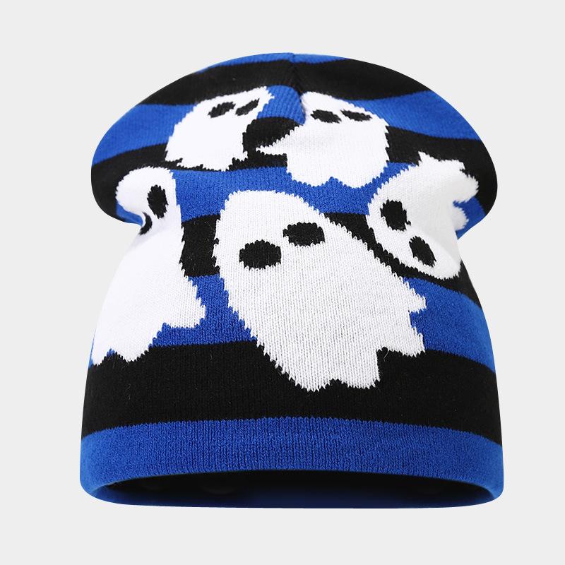 Autumn and Winter New Halloween Pumpkin Skull Jacquard Knitted Hat Festive Personality Funny Warm Wool Hat