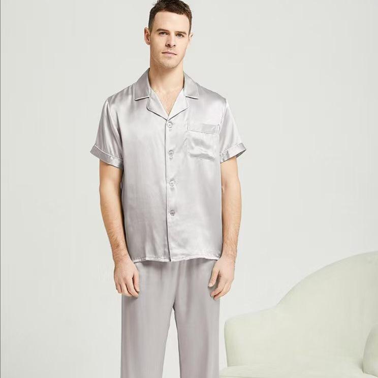 Men's Long Sleeve Silk Pajama Set - Summer Mulberry Silk Homewear 1188